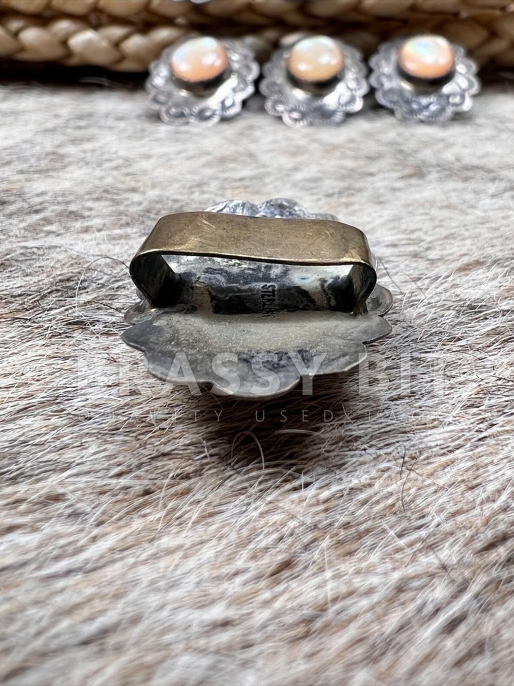 Native American Made Sterling Silver & Opal Belt Conchos - Picture 5 of 5